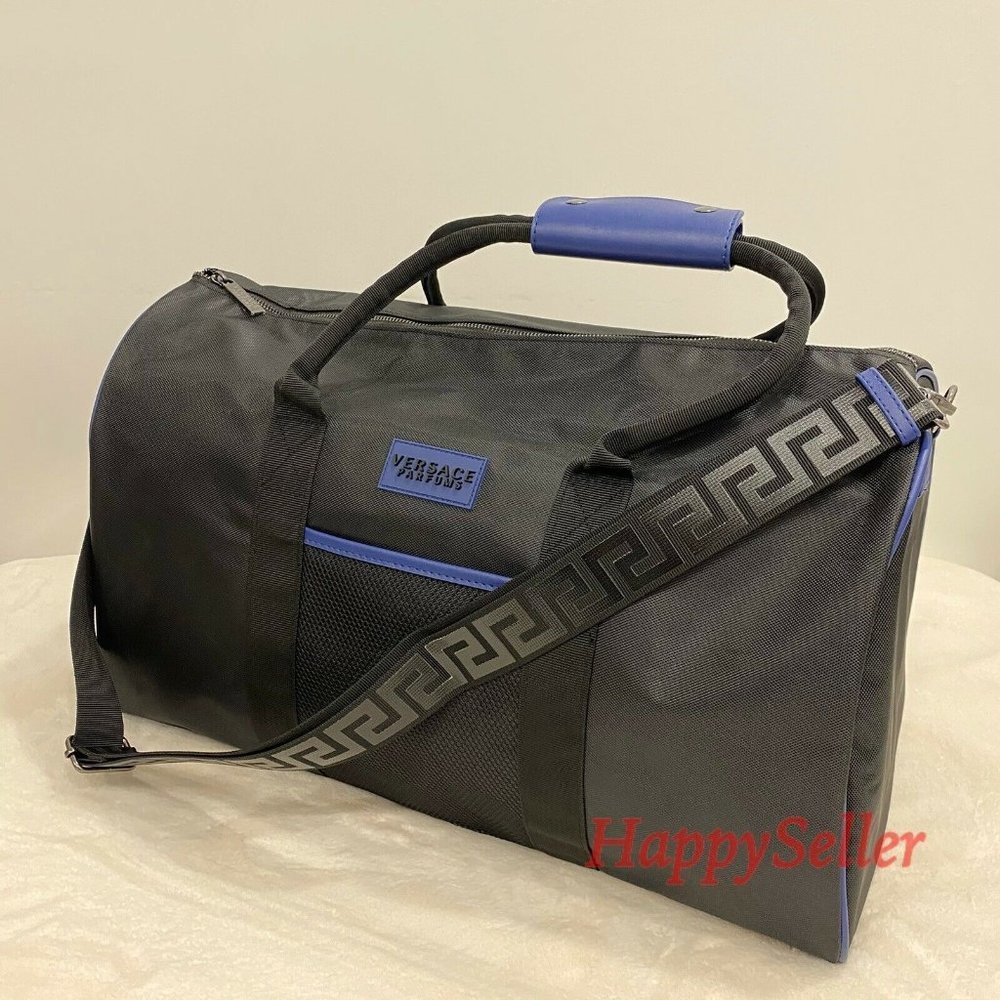 Versace Duffel Bag Weekender Travel Bag Luggage Gym Holdall Black Authentic